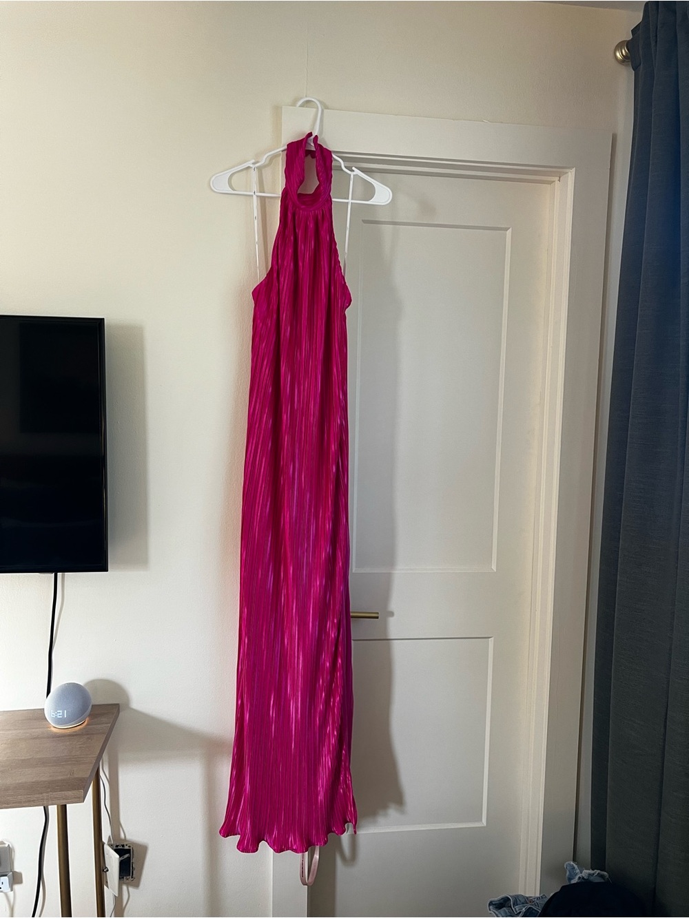 Lulu's Vibrant Fuchsia Pink Halter Maxi Dress